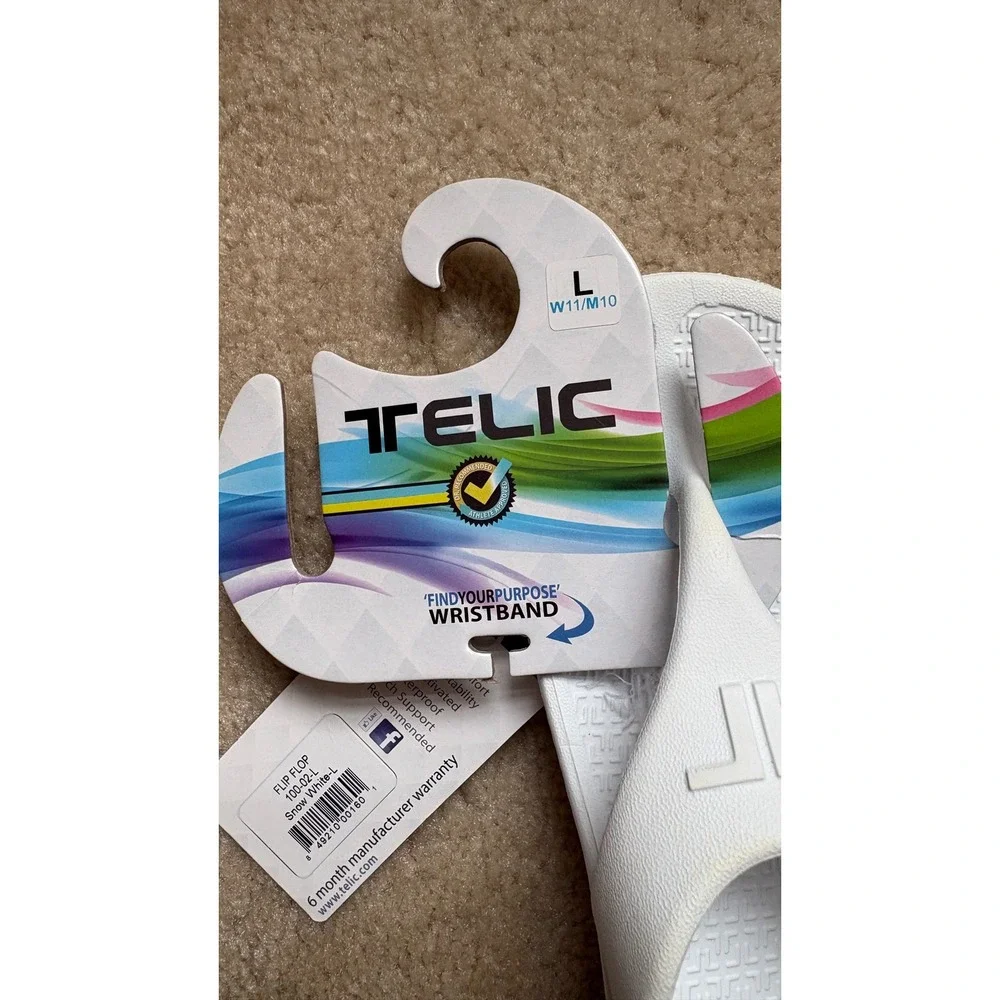 Telic Energy Flip Flop Snow White Recovery Sandal Arch Support Mens 10 Womens 11
